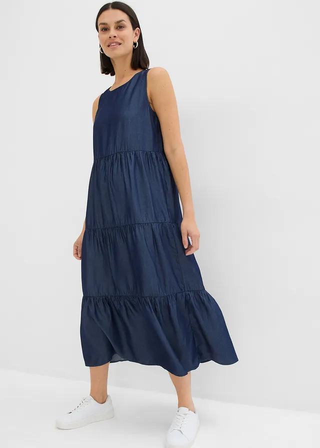 Midi jurk van gladde Lyocell • donkerblauw • product-page.page-title-suffix