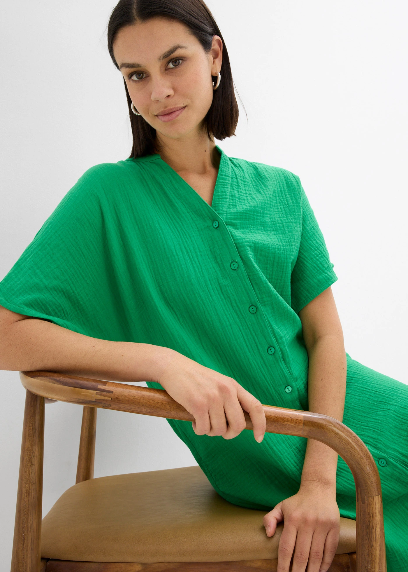 Košilové šaty z čisté bavlny • luční zelená • bonprix obchod