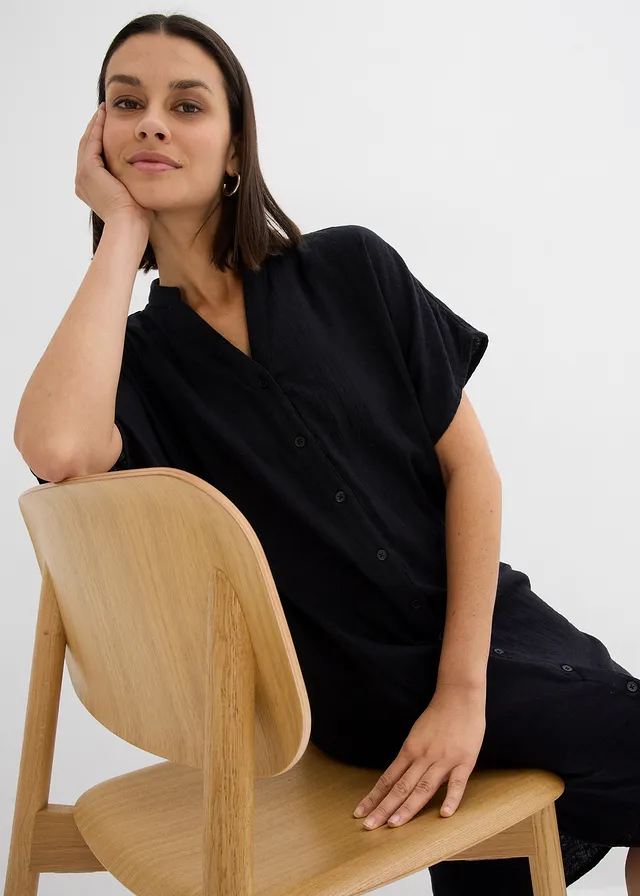 Robe-chemise 100% coton • noir • product-page.page-title-suffix