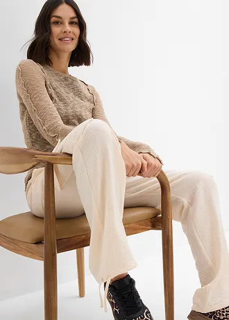 Cargo kalhoty ze splývavého materiálu • šedobéžová • bonprix obchod