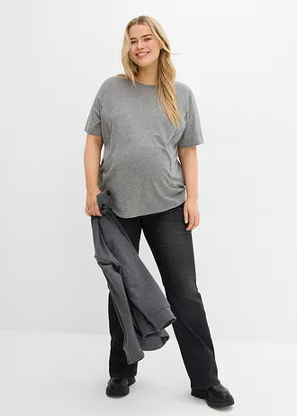 Zwangerschaps-/voedingsshirt met biologisch katoen, Kleur: donkergrijs gemêleerd