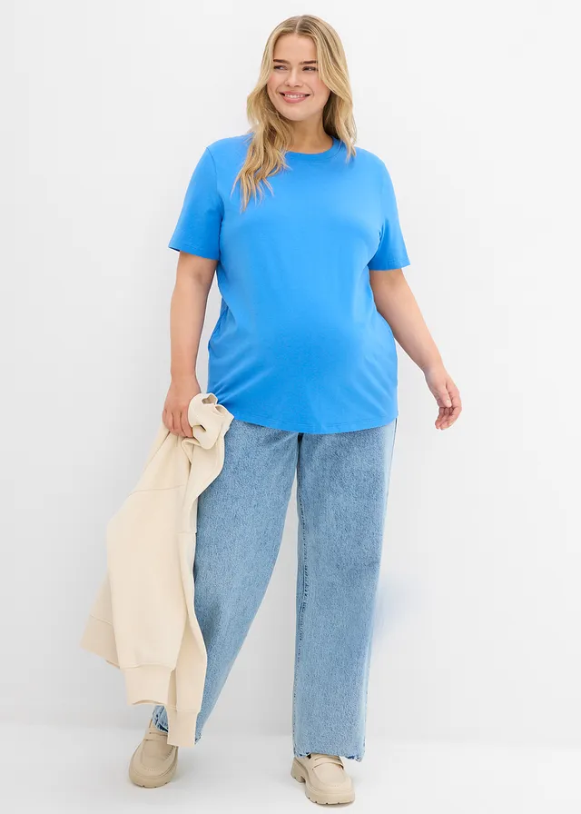 Zwangerschapsshirt (set van 2), Kleur: lichtgeel-gletsjerblauw