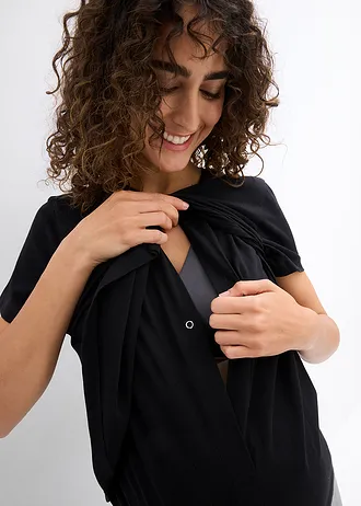 Těhotenské/kojicí tričko z organické bavlny (2 ks v balení) • černá + černá • bonprix obchod