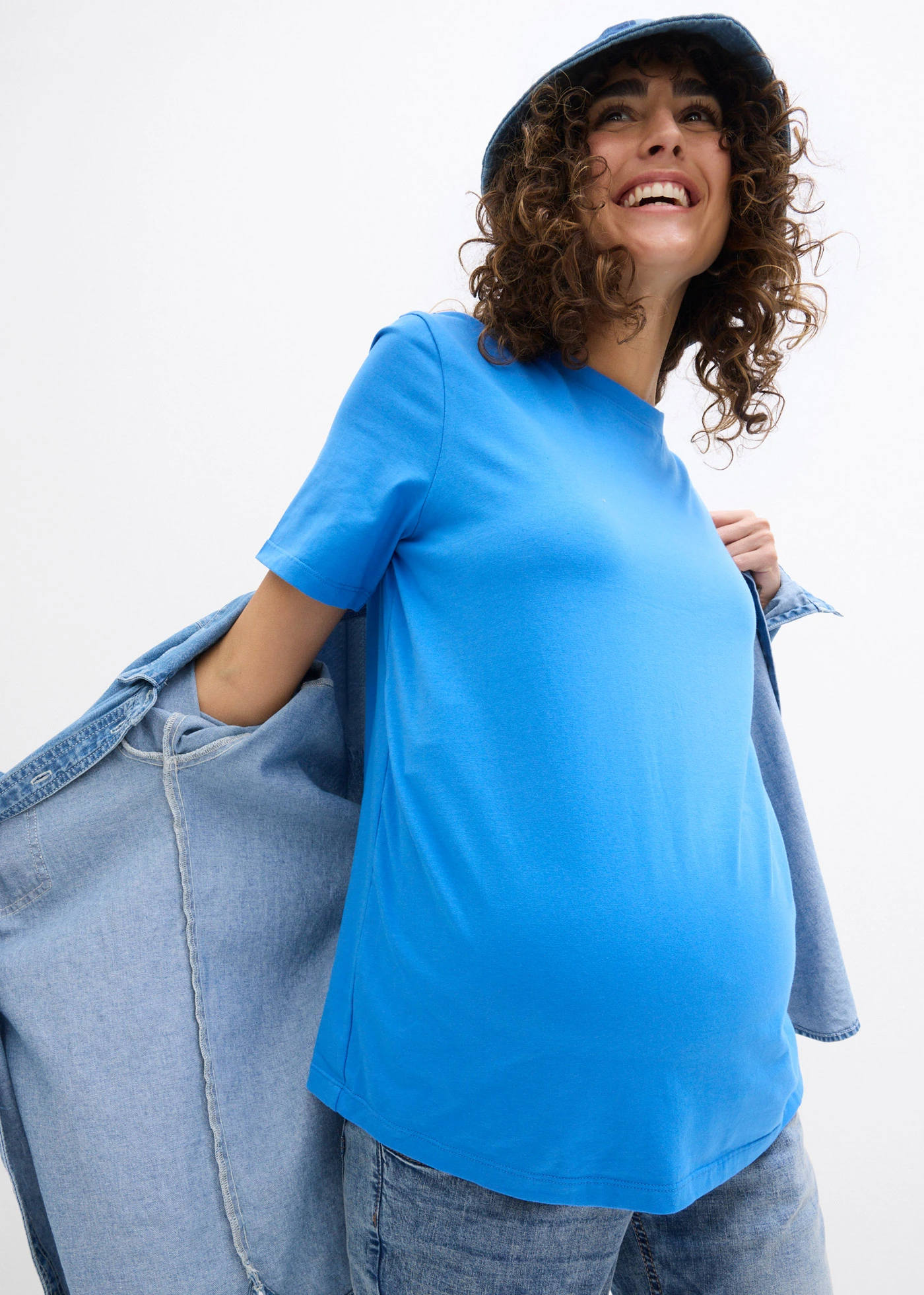 Lot de 2 T-shirts de grossesse • jaune clair-bleu glacier • Boutique bonprix