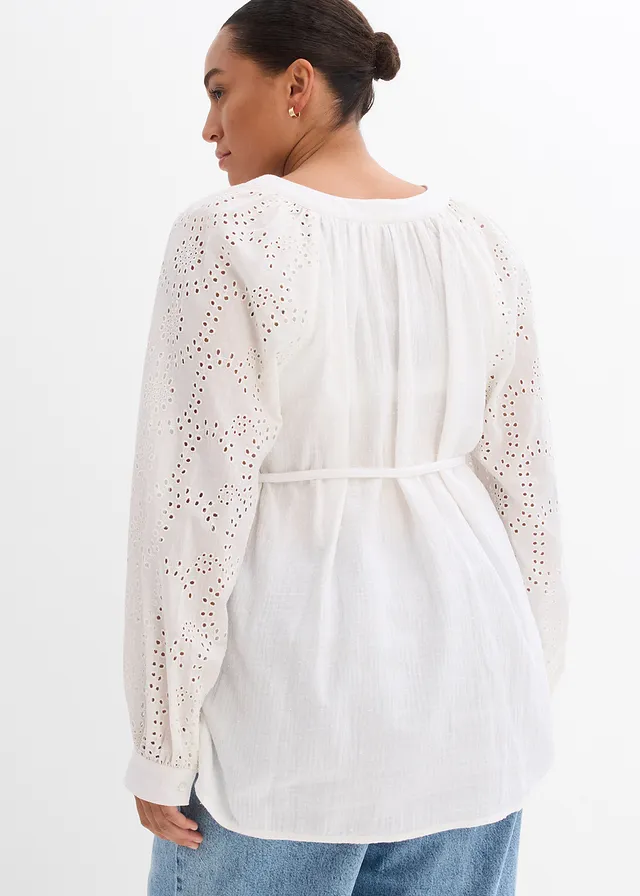 Blouse de grossesse en gaze de coton, Couleur: blanc cassé