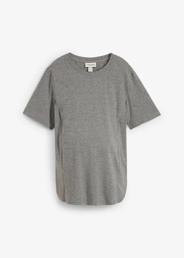 Zwangerschaps-/voedingsshirt met biologisch katoen, Kleur: donkergrijs gemêleerd