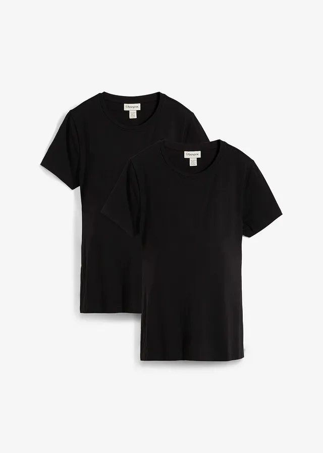 Těhotenské/kojicí tričko z organické bavlny (2 ks v balení) • černá + černá • bonprix obchod