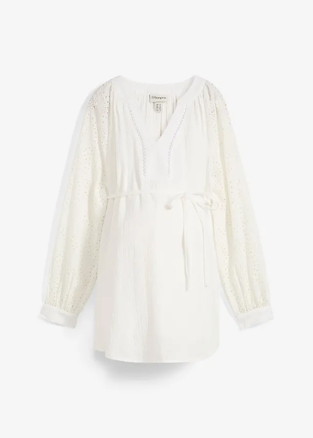 Těhotenská halenka z bavlněného mušelínu • přírodní bílá • bonprix obchod