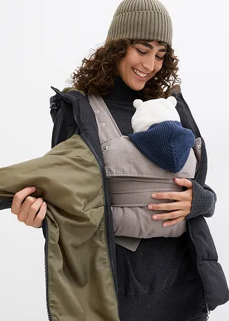 Doudoune de grossesse et de portage sans manches, déperlante • noir/olive foncé • Boutique bonprix