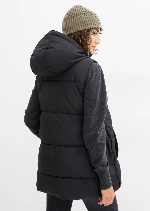 3-in-1 waterafstotende zwangerschapsbodywarmer met inzetstuk, Kleur: zwart/donkerolijfgroen