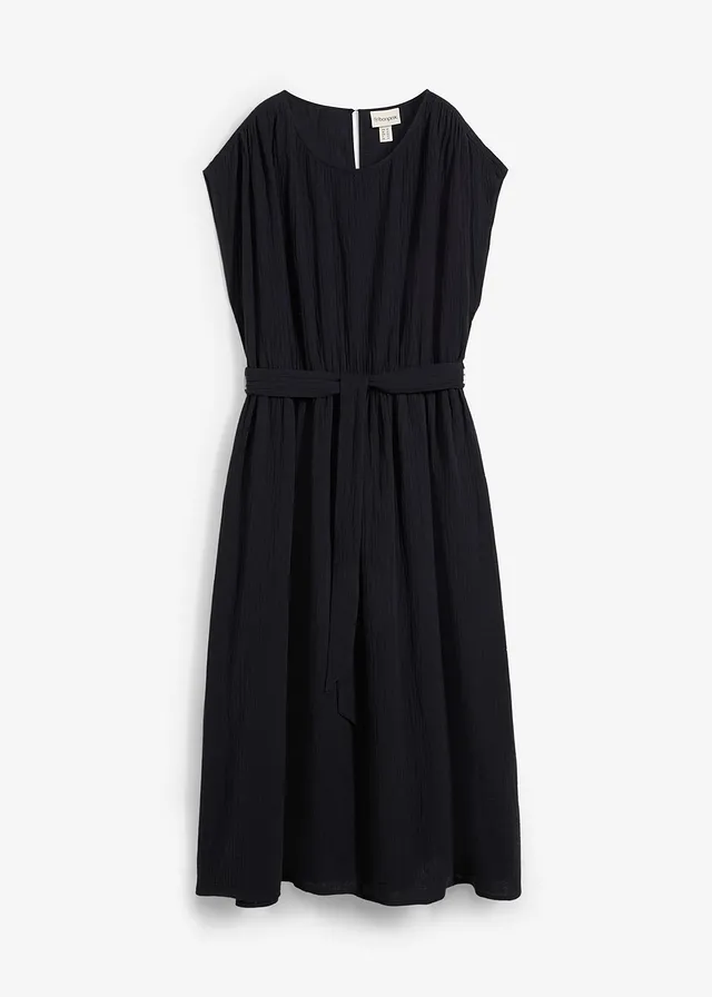 Midi šaty s čisté bavlny • černá • bonprix obchod