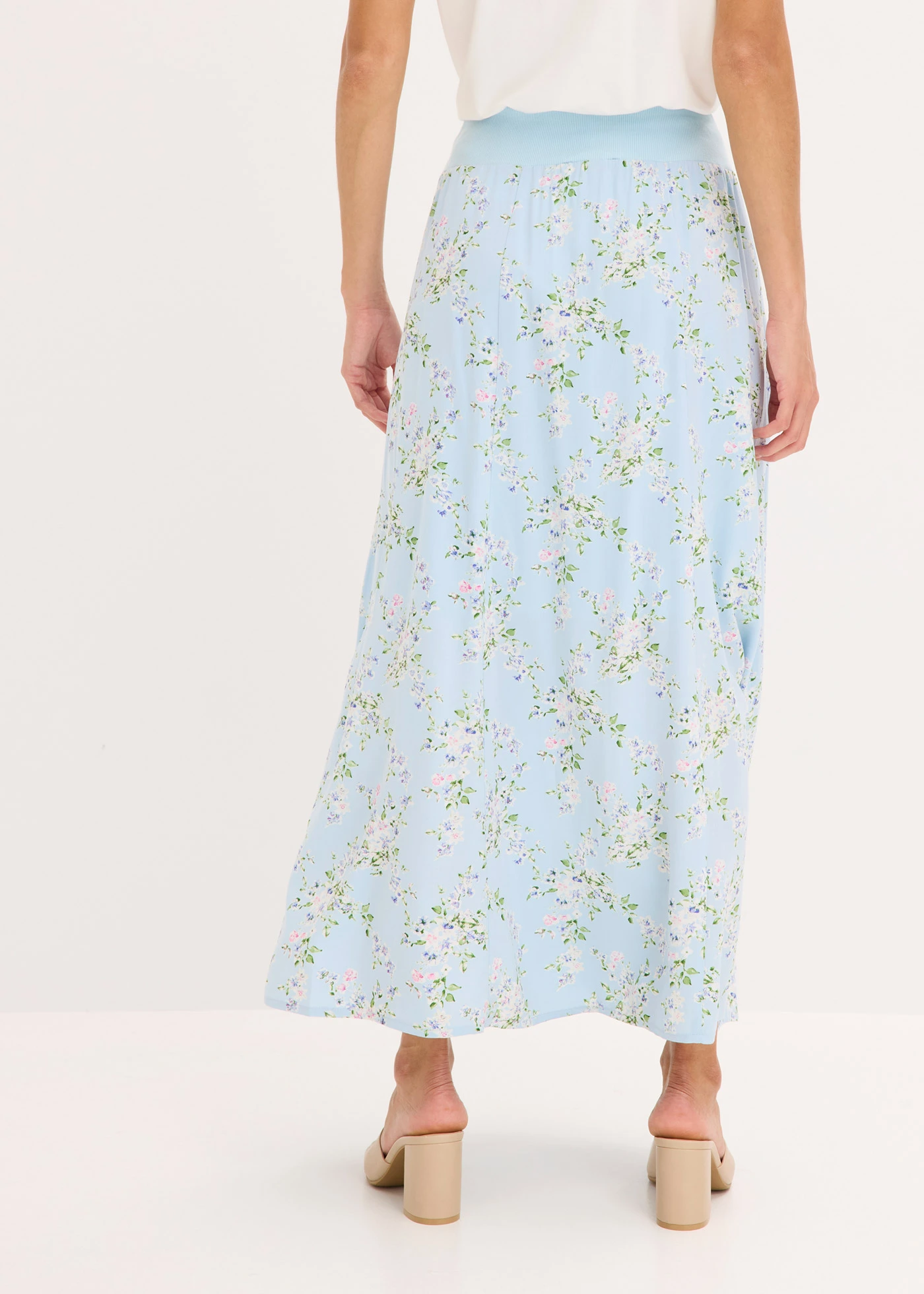 Maxi rok van viscose • lichtblauw gebloemd • bonprix online shop