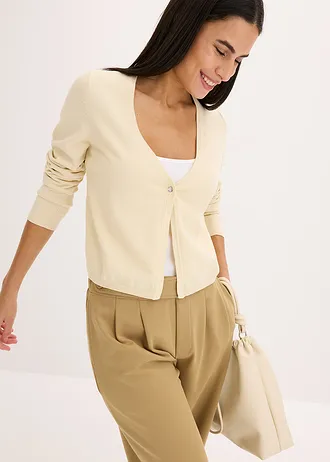 Gilet simple en fine maille • sable clair • Boutique bonprix