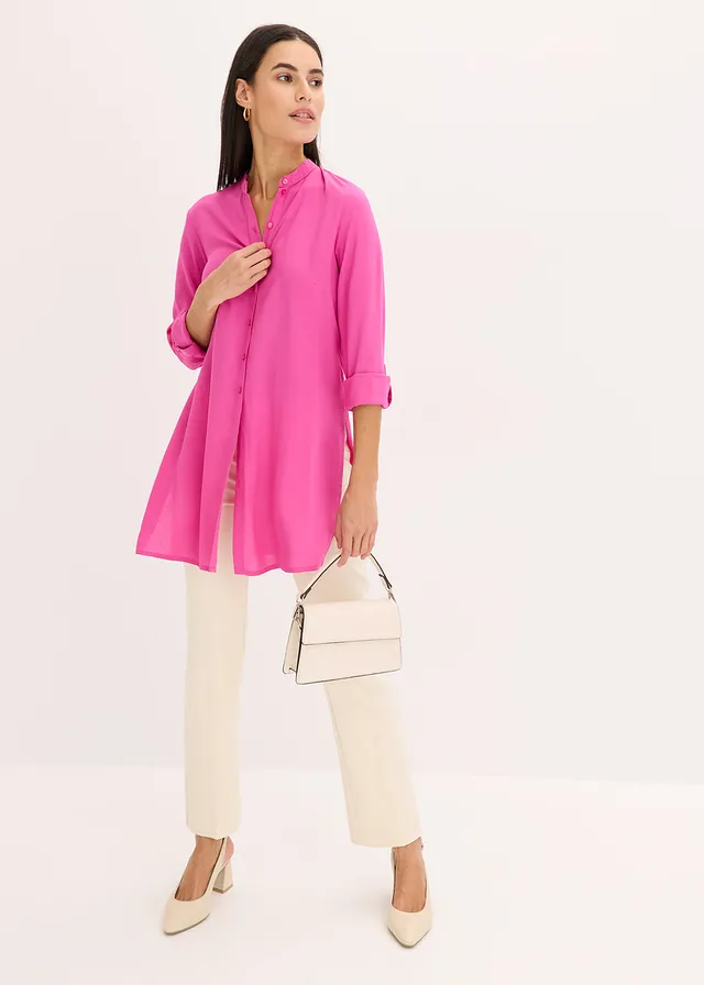 Dlouhá viskózová halenka fuchsiová