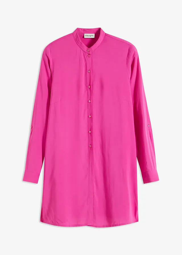 Lange blouse van viscose, Kleur: fuchsia