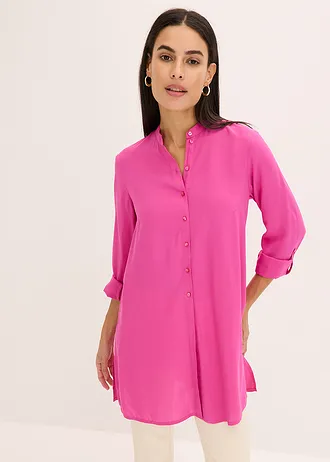 Lange blouse van viscose, Kleur: fuchsia