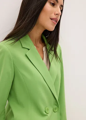 Lange blazer met V-hals, lange mouw • klavergroen • bonprix online shop