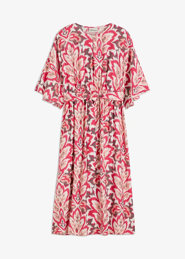 Rochie midi cu imprimeu din amestec de viscoză