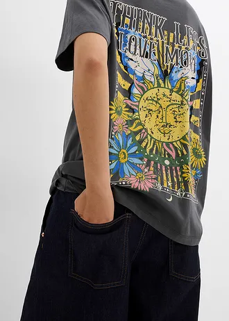 T-shirt 100% coton • anthracite imprimé • Boutique bonprix