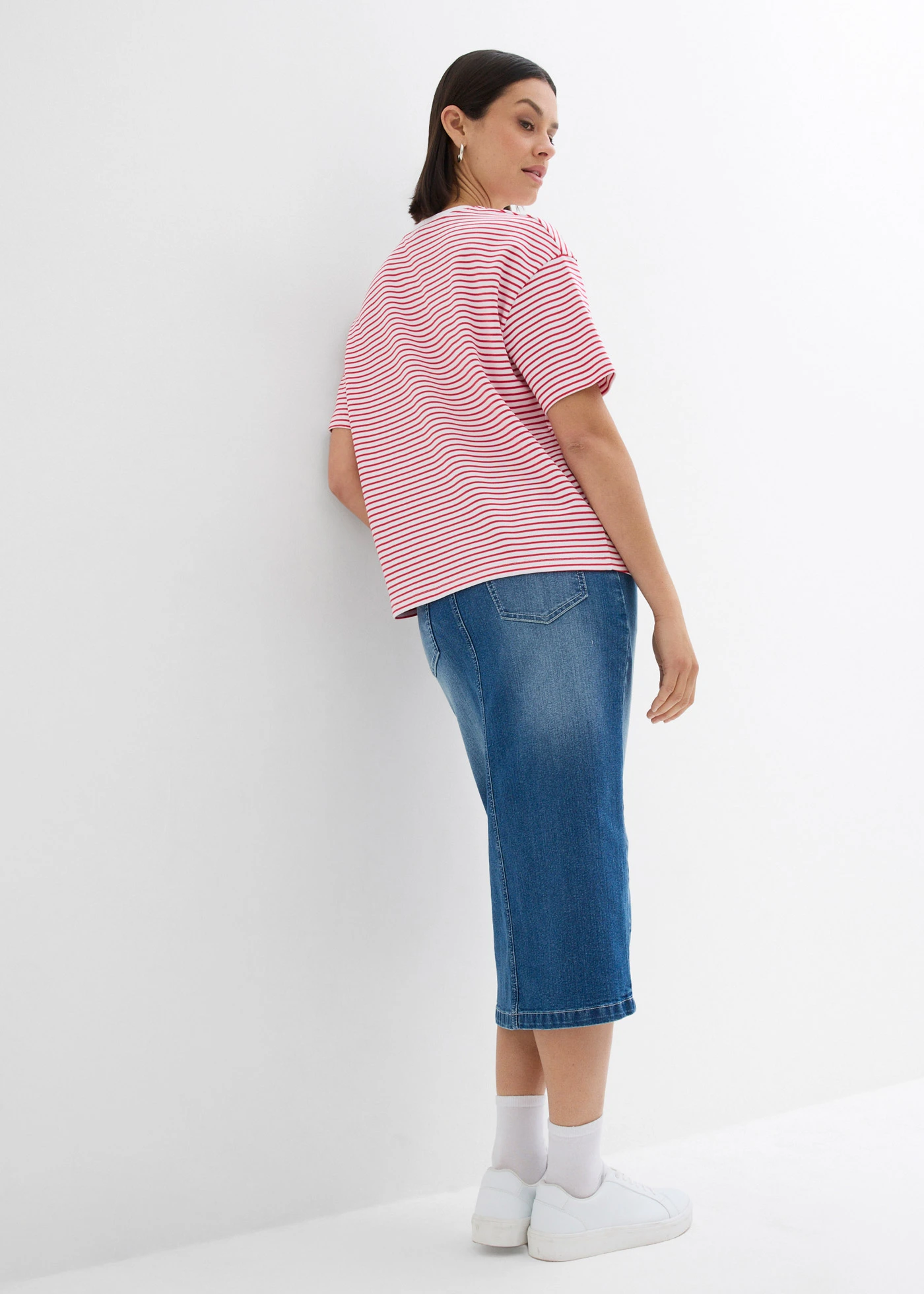 Pruhované triko s výšivkou • červeno-bílá s proužky • bonprix obchod