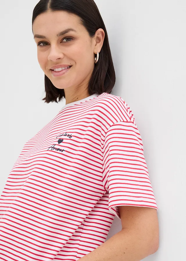 Gestreept T-shirt met borduursel • rood-wit gestreept • product-page.page-title-suffix