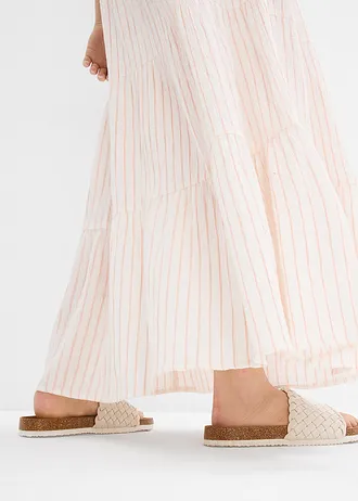 Proužkovaná dlouhá sukně z čisté bavlny • růženínovo-přírodní bílá s proužky • bonprix obchod