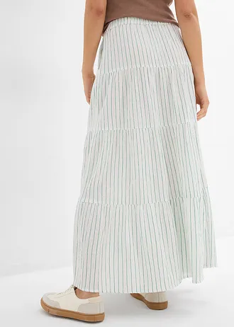 Gestreepte maxi rok van puur katoen, Kleur: rooksalie-wolwit gestreept