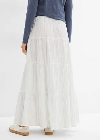 Gestreepte maxi rok van puur katoen, Kleur: ijsblauw-wolwit gestreept