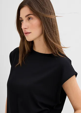 Top van een viscosemix met schoudervullingen • zwart • bonprix online shop