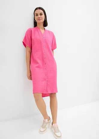 Košilové šaty z čisté bavlny, barva: tmavě pink