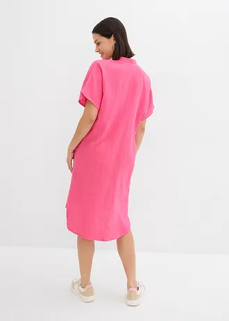 Košilové šaty z čisté bavlny, barva: tmavě pink