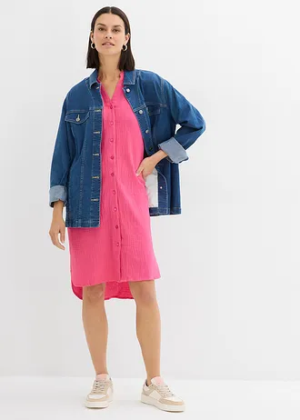 Košilové šaty z čisté bavlny • tmavě pink • bonprix obchod