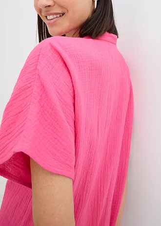 Košilové šaty z čisté bavlny • tmavě pink • bonprix obchod