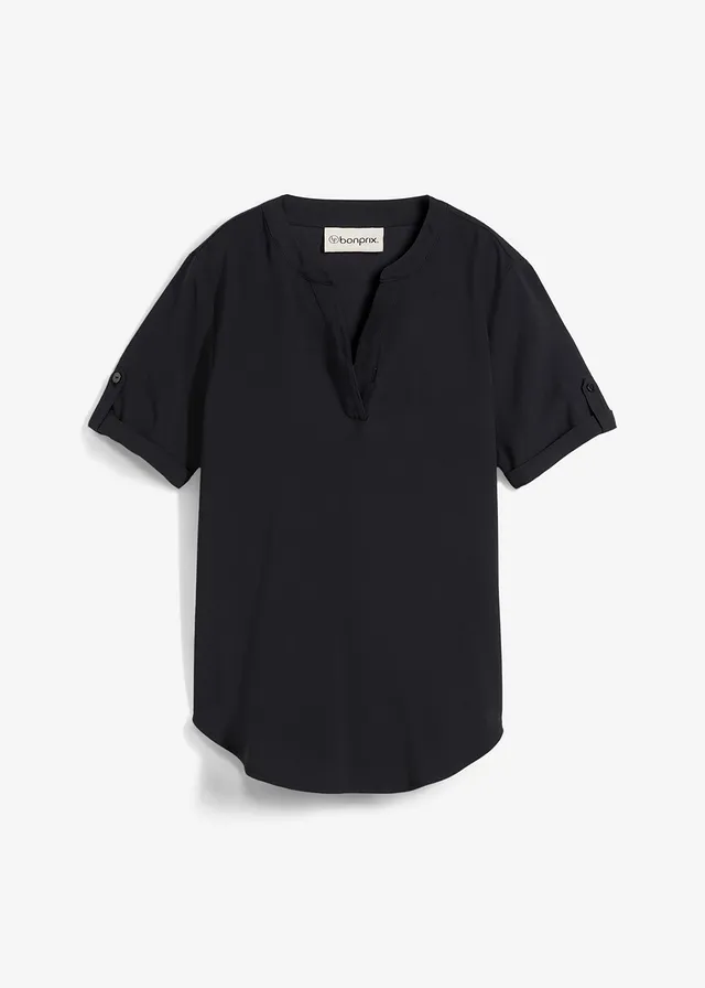 Blouse met korte mouwen van een soepele viscosemix