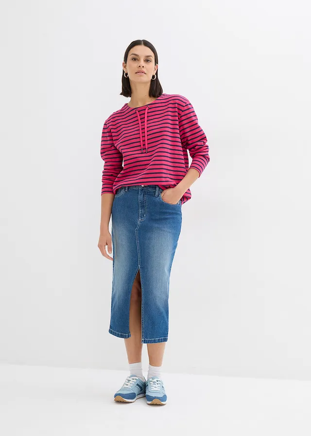 Sweat-shirt en matière texturée • magenta/bleu foncé rayé • product-page.page-title-suffix