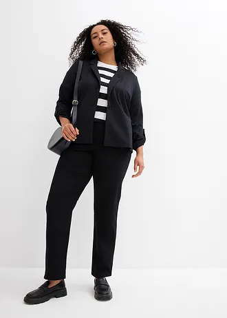 Sweatblazer van viscose-mix, Kleur: zwart