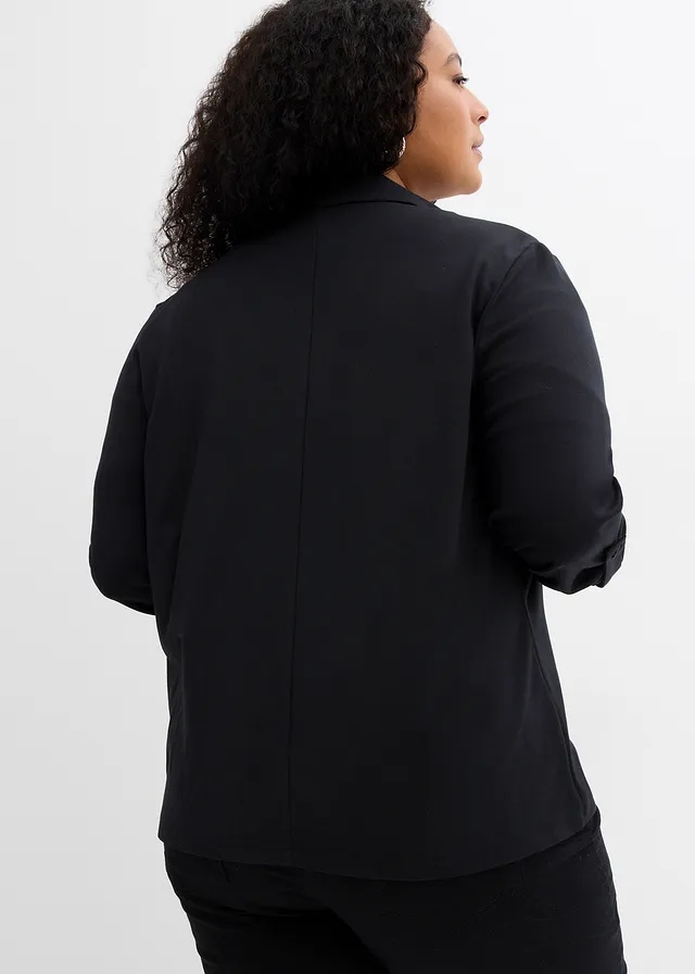 Sweatblazer van viscose-mix, Kleur: zwart
