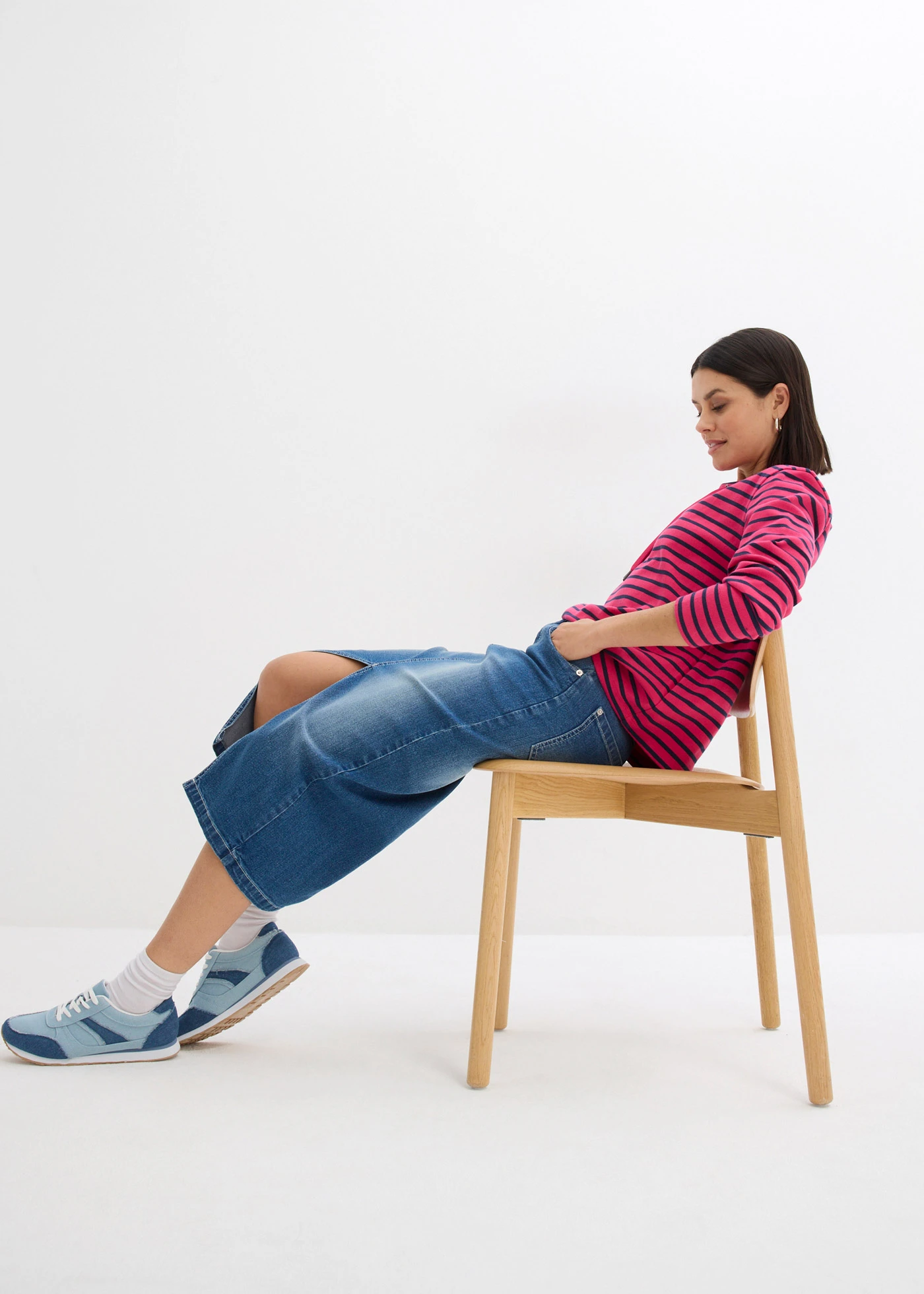 Bluza ze strukturalnego materiału • ciemnoróżowo-ciemnoniebieski w paski • sklep bonprix