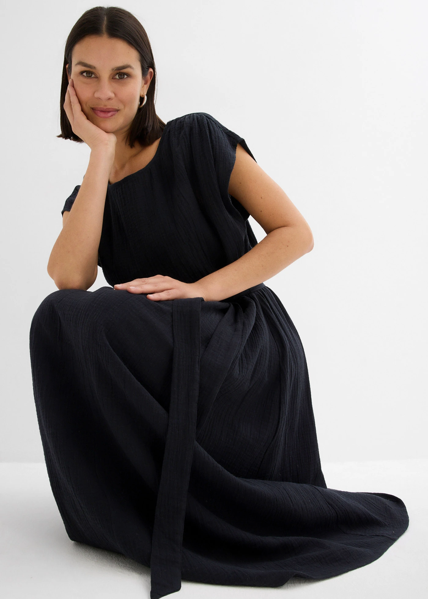 Midi šaty s čisté bavlny • černá • bonprix obchod