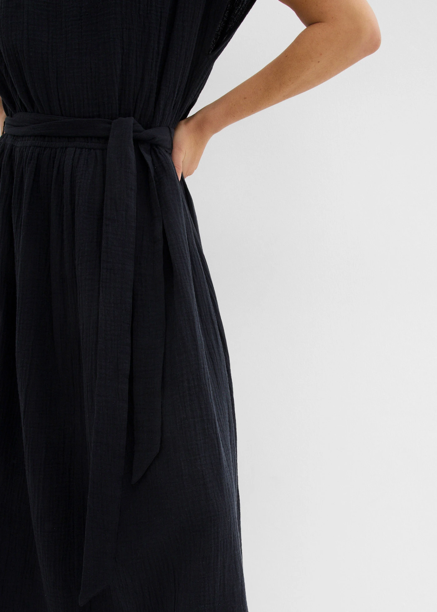 Midi šaty s čisté bavlny • černá • bonprix obchod