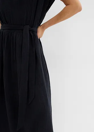 Midi šaty s čisté bavlny • černá • bonprix obchod