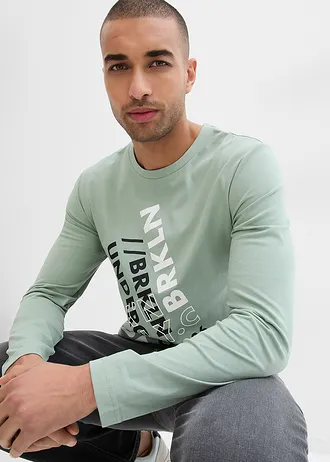 Longsleeve van puur biologisch katoen • rookgroen • bonprix online shop