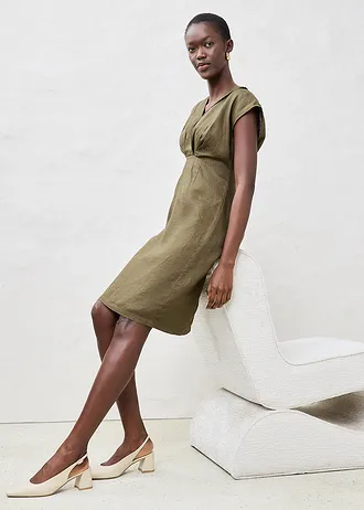 Pouzdrové šaty z čistého lnu • tmavě olivová • bonprix obchod