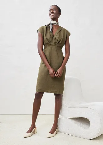 Pouzdrové šaty z čistého lnu • tmavě olivová • bonprix obchod