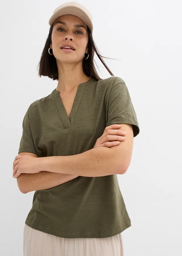 Shirt tuniek van biologisch katoen, Kleur: donkerolijfgroen