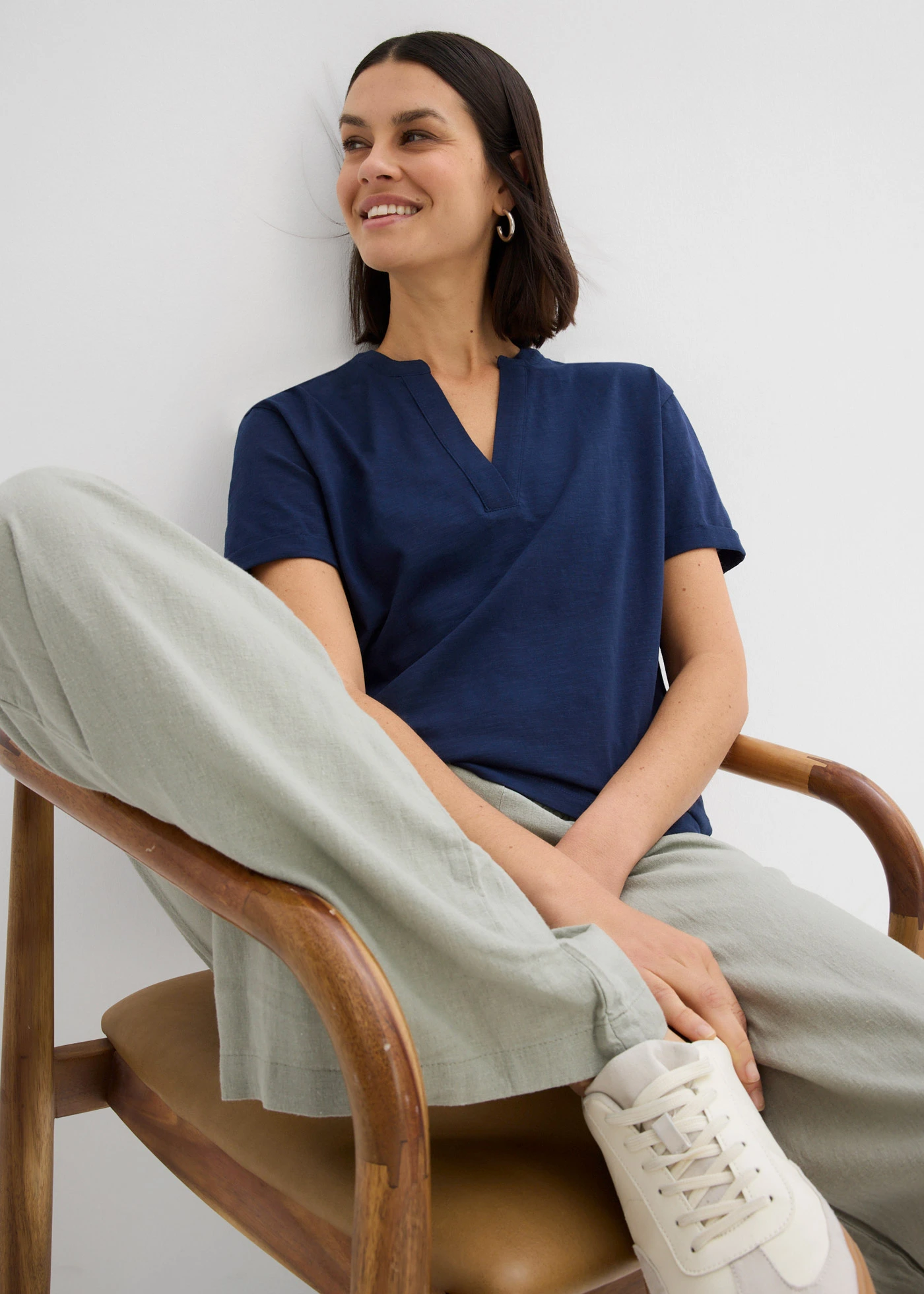 Bluză tricot-tunică din bumbac 100% • bleumarin • magazin bonprix