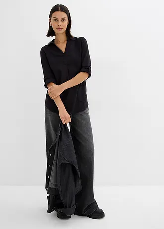 Bluză cu mâneci 3/4, cu in • negru • magazin bonprix