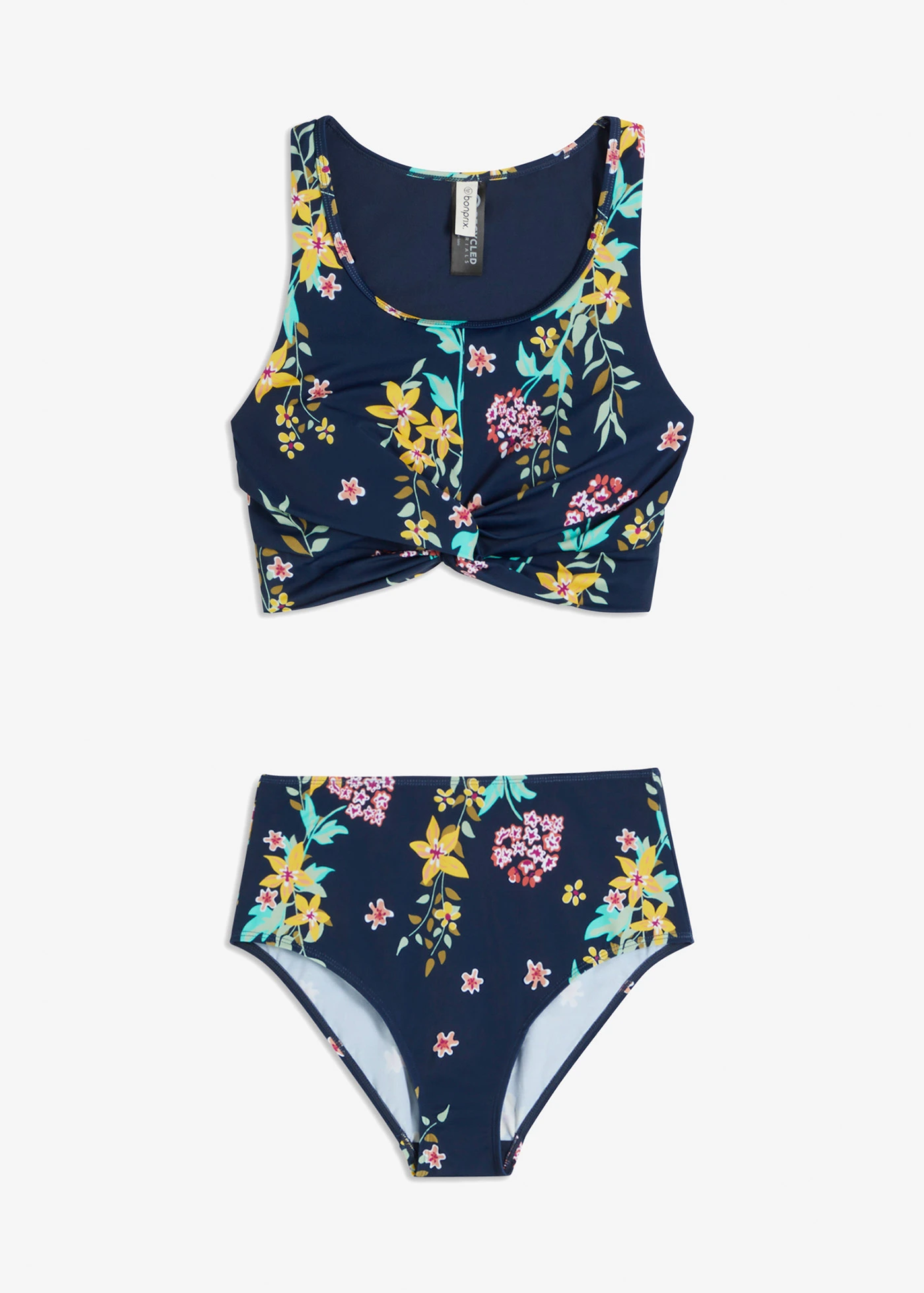 Bralette bikini met gerecycled polyamide (2-dlg. set) • donkerblauw gebloemd • bonprix online shop