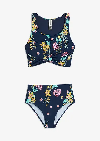 Bralette bikini met gerecycled polyamide (2-dlg. set) • donkerblauw gebloemd • bonprix online shop