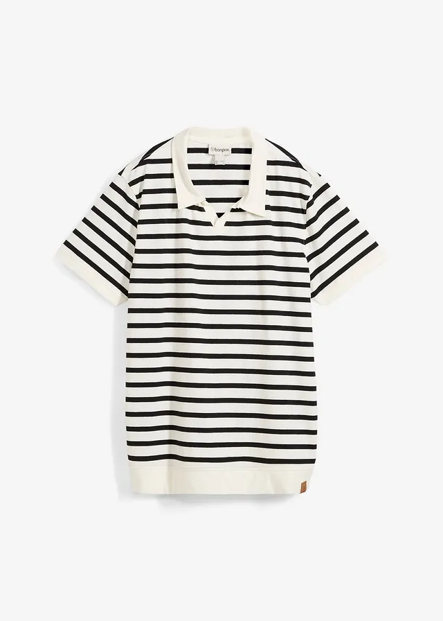 Polo tričko s organickou bavlnou • přírodně bílo-černá s proužky • bonprix obchod